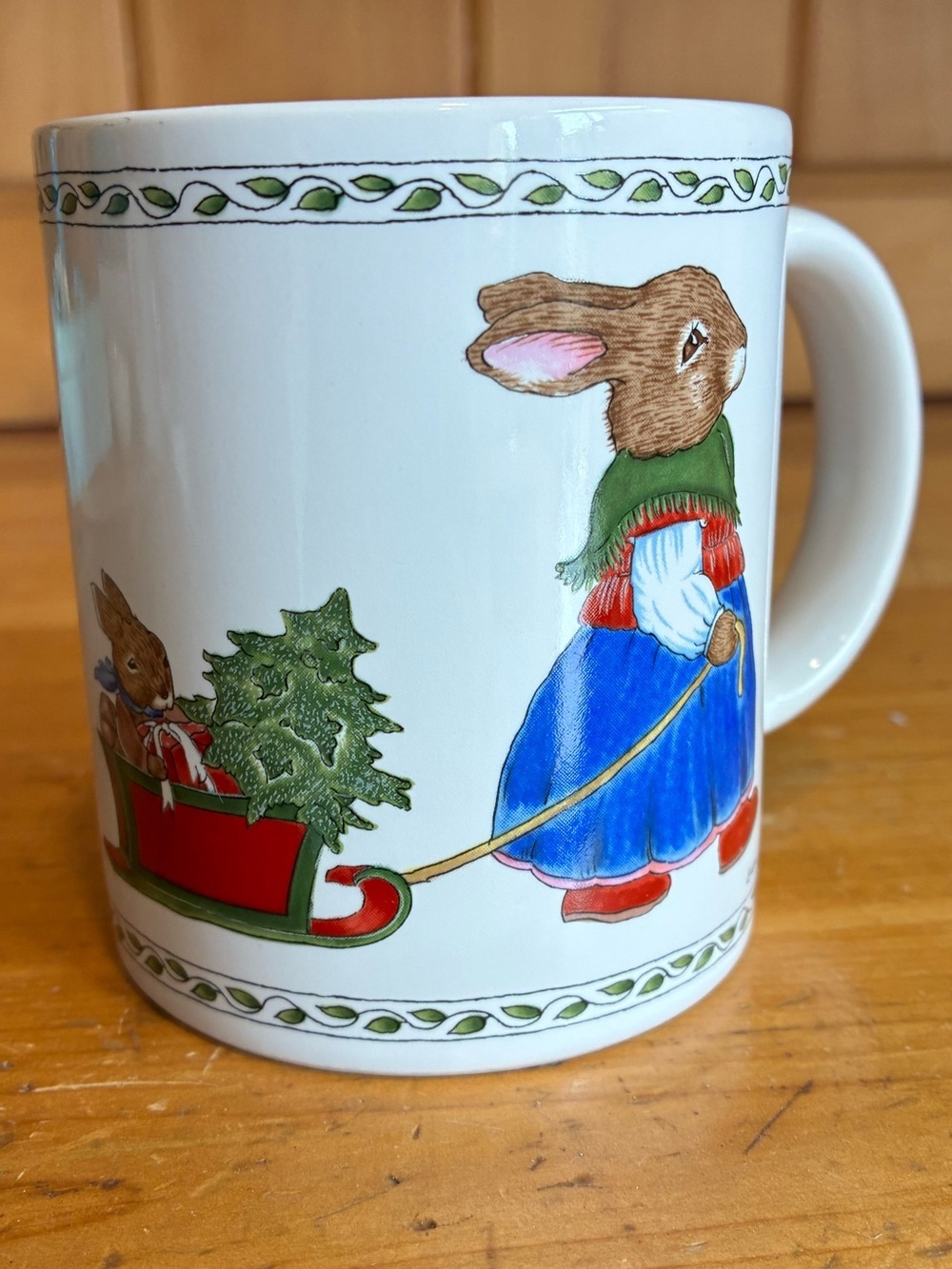 Susan LaBelle 1986 Rabbit at Christmastime Mug